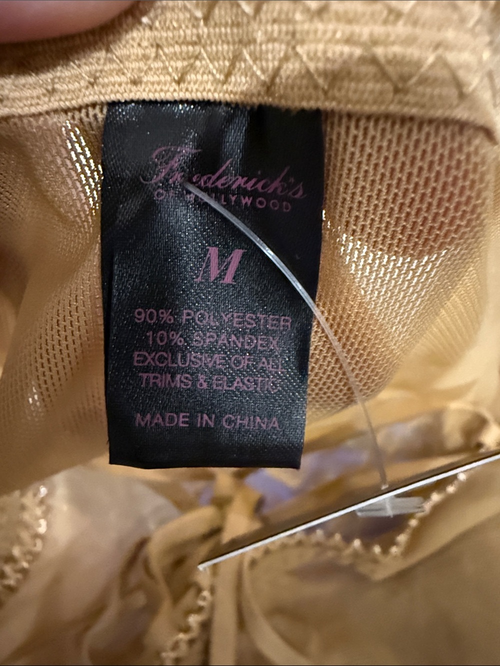 Frederick's of Hollywood Lola Lee Sheer Mesh Long Sleeve Bodysuit beige Med NWT - Picture 4 of 5